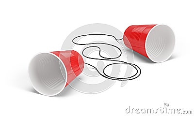 Disposable cup phone isolayed on white. Communication concept Stock Photo
