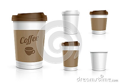 Disposable Cup Set Vector Illustration