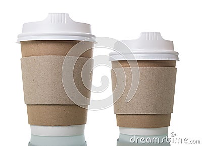 Disposable cups for hot coffee to takeaway isolated on white Stock Photo