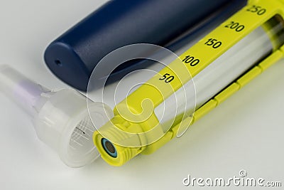 Disposable insulin injector Stock Photo