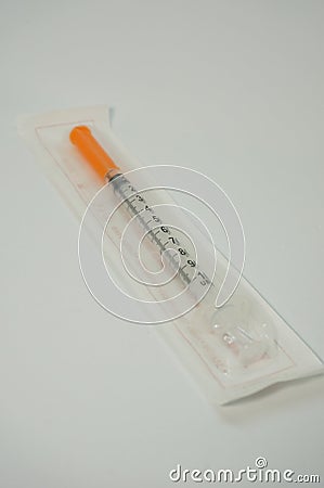 Disposable insulin syringe Stock Photo