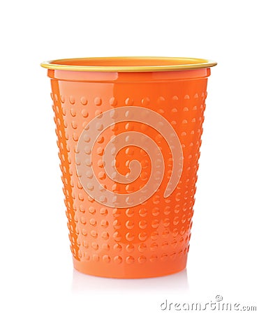 Disposable orange plastic cup Stock Photo