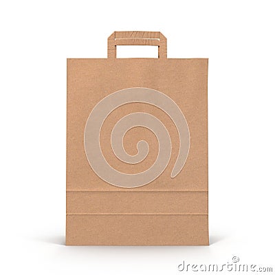 Disposable paper bag on white. 3D illustration Cartoon Illustration