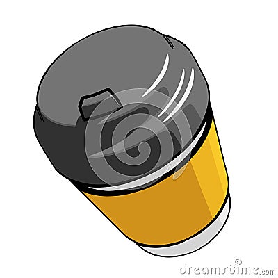 Disposable paper or plastic cup for coffee or tea with lid and cup sleeve, three-quarter view Vector Illustration