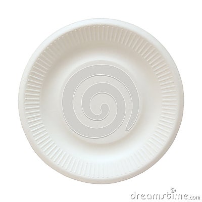 Disposable paper plate isolated on white Stock Photo