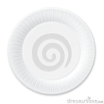 Disposable Paper Plate. Isolated on White. Vector Illustration