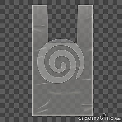 Disposable Plastic Bag Package on Transparent Background. Vector Vector Illustration