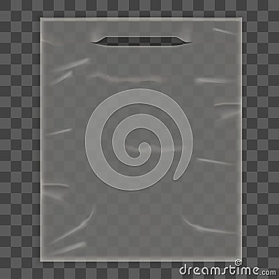 Disposable Plastic Bag Package on Transparent Background. Vector Vector Illustration