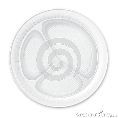 Disposable Plastic Plate. Isolated on White. Vector Illustration