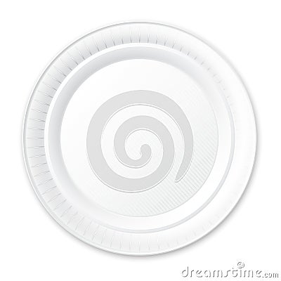 Disposable Plastic Plate. Isolated on White. Vector Illustration