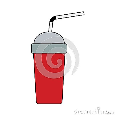 Disposable Soda Cup And Flexible Stick Icon Vector Illustration