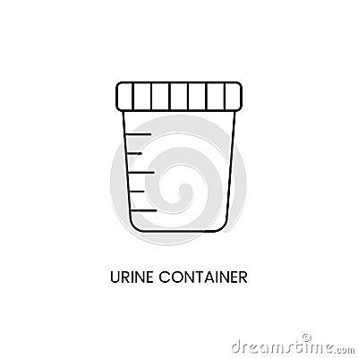 Disposable sterile plastic container for urine for analysis, container for taking biomaterial for research, icon line Vector Illustration