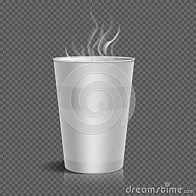 Disposable takeaway paper coffee cup with steam vector illustration Vector Illustration