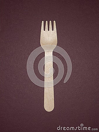 A disposable wooden fork photographed with a ring flash Stock Photo