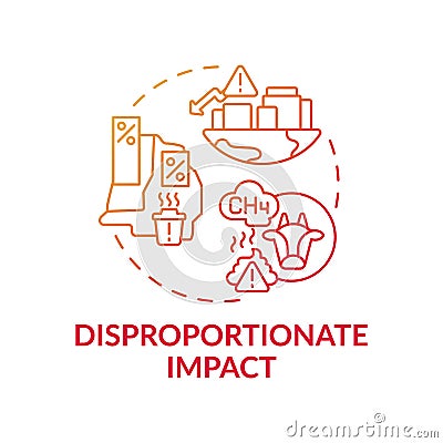 Disproportionate impact concept icon Cartoon Illustration