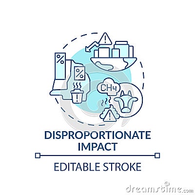 Disproportionate impact concept icon Cartoon Illustration