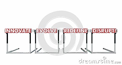 Disrupt Jumping Over Hurdles Challenge Innovate Evolve Redefine Stock Photo