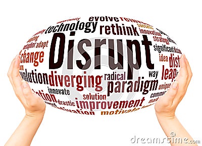 Disrupt word cloud hand sphere concept Stock Photo