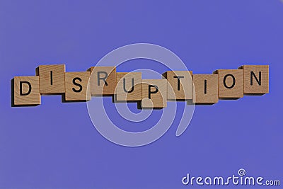 Disruption, word on blue with copy space Stock Photo