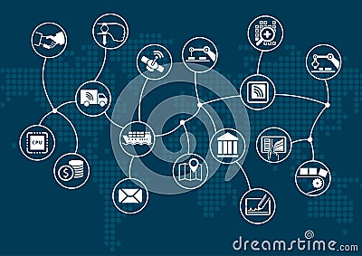 Disruptive digital business and industrial internet of things (industry 4.0) concept. Vector Illustration