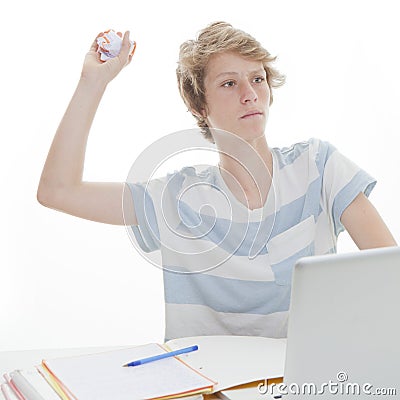 Disruptive student throwing paper Stock Photo