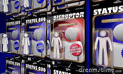 Disruptor Action Figure Change Agent Vs Status Quo Stock Photo