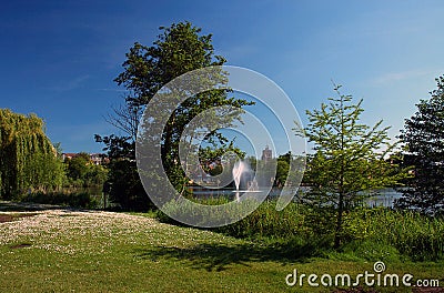 Diss Park Mere and Fountain Stock Photo