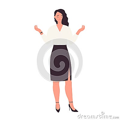 Dissapointed businesswoman with raised hands Vector Illustration