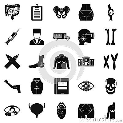 Dissection icons set, simple style Vector Illustration