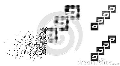 Dissipated Dotted Halftone Dash Block Chain Icon Vector Illustration