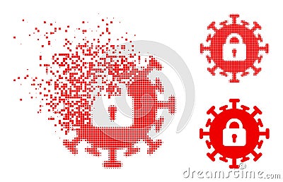 Dissipated and Halftone Pixelated Contagious Lockdown Glyph Vector Illustration