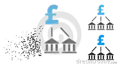 Dissipated Pixel Halftone Pound Bank Association Icon Vector Illustration