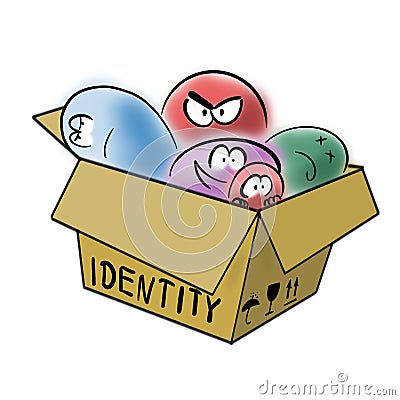 Dissociative identity disorder in carton box Stock Photo