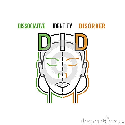 Dissociative identity disorder logotype, pictogram, sign. Complexity of the mind. Vector Illustration