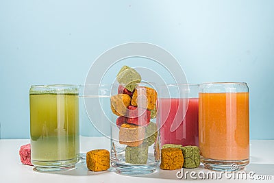 Dissolvable frozen dried smoothie Stock Photo