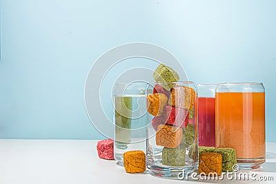 Dissolvable frozen dried smoothie Stock Photo