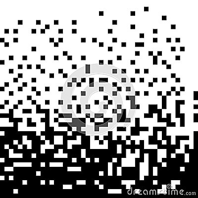 Dissolve pixel disperse blocks. Dust fragment, broken dots texture. Fractured disperse. Mosaic filled square dotted Vector Illustration