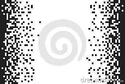 Dissolve pixel disperse blocks. Dust fragment, broken dots texture. Fractured disperse. Mosaic filled square dotted Vector Illustration