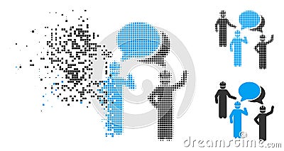 Dissolved Dot Halftone Engineer Persons Forum Icon Vector Illustration