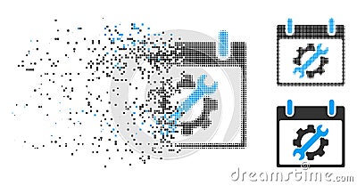 Dissolved Dotted Halftone Configuration Tools Calendar Day Icon Vector Illustration