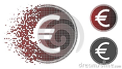 Dissolved Dotted Halftone Euro Coin Icon Vector Illustration