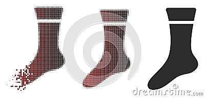 Dissolved Dotted Halftone Sock Icon Vector Illustration