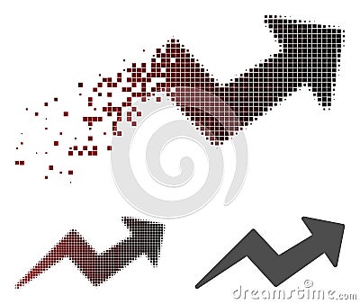 Dissolved Dotted Halftone Trend Up Arrow Icon Vector Illustration