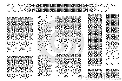 Dissolved filled square dotted vector icon with disintegration effect. Vector rectangle elements are grouped. Isolated Vector Illustration