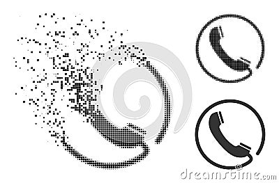 Dissolved and Halftone Pixel Phone Icon Vector Illustration