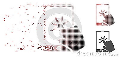 Dissolved Pixel Halftone Click Smartphone Icon Vector Illustration