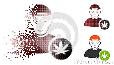 Dissolved Pixel Halftone Marihuana Dealer Icon Vector Illustration