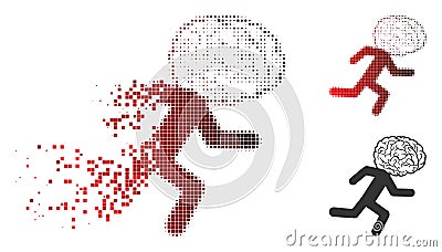 Dissolved Pixelated Halftone Brain Drain Icon Vector Illustration