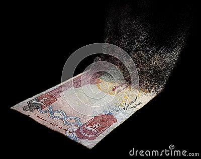 Dissolving Dirham Cash Note Stock Photo