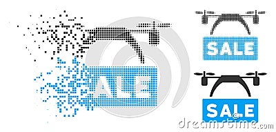 Dissolving Dot Halftone Drone Sale Banner Icon Vector Illustration